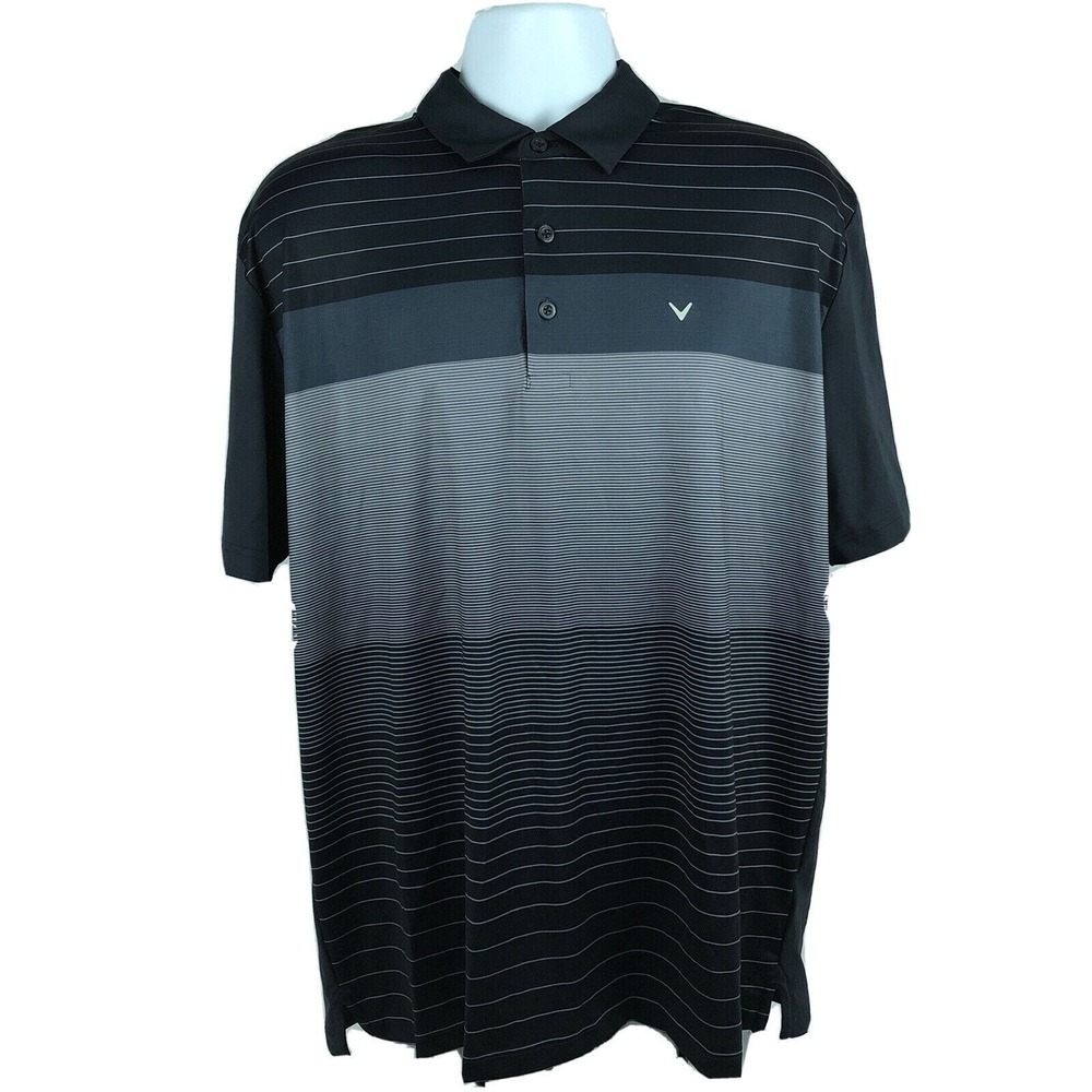 Callaway V Opti-Dri Mens Size Large Polo‎ Golf Shirt Short Sleeve Black 3 Button